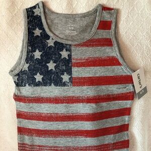 NEW Boys Grey Tank Top Red Blue Stars & Stripes Size 4/5